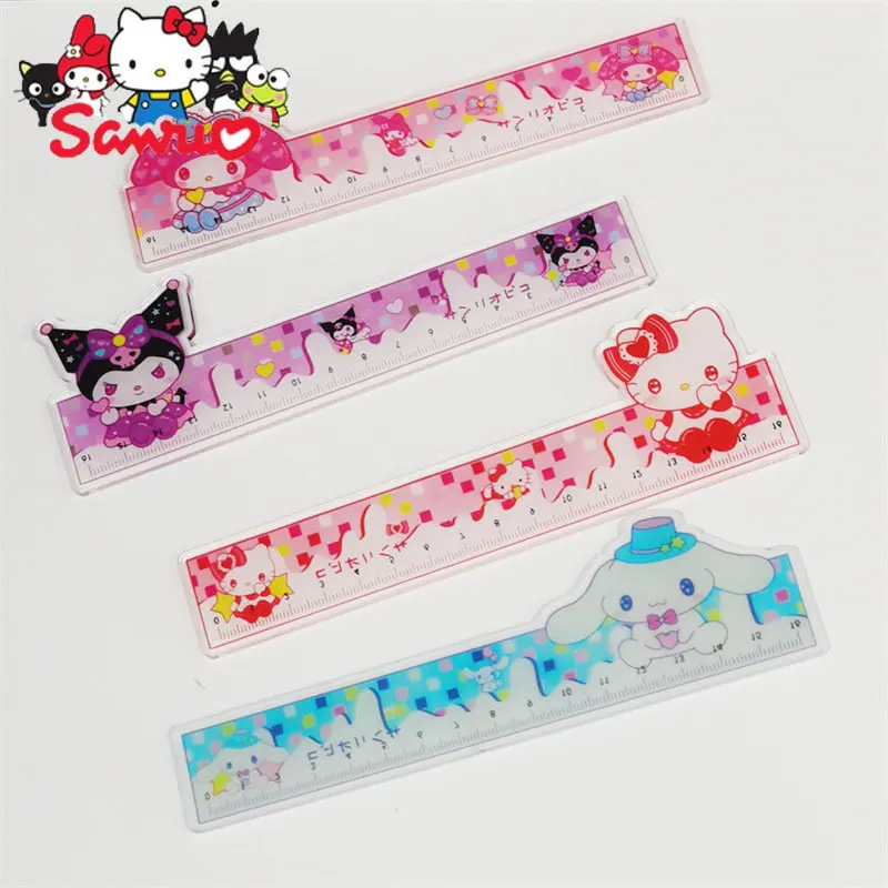 

MINISO Melody Kuromi Hello Kitty Cinnamoroll Transparent Ruler Student Acrylic Scale Drawing Measuring Ruler Stationery Gift