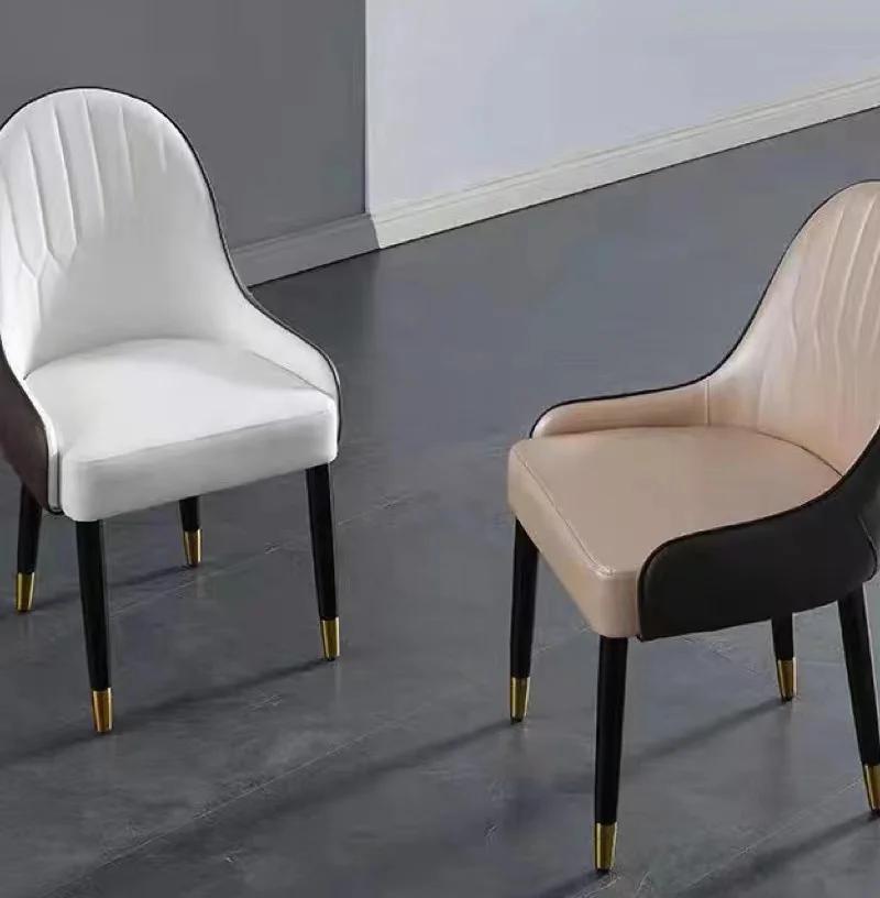 Nordic style cafe dining chair Light luxury high-end solid wood soft bag back modern simple sedentary comfortable chair