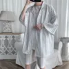 Summer Men Shorts Set Matching Shirts Letter Striped Floral Printing Outfits Short Sleeve Elastic Waist Thin Oversize Suit Man 2