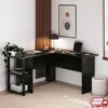 L Shaped Computer Desk with Open Shelves Corner Design Space Saving Furniture Home Office Organization 1