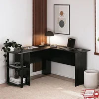 L Shaped Computer Desk with Open Shelves Corner Design Space Saving Furniture Home Office Organization 1