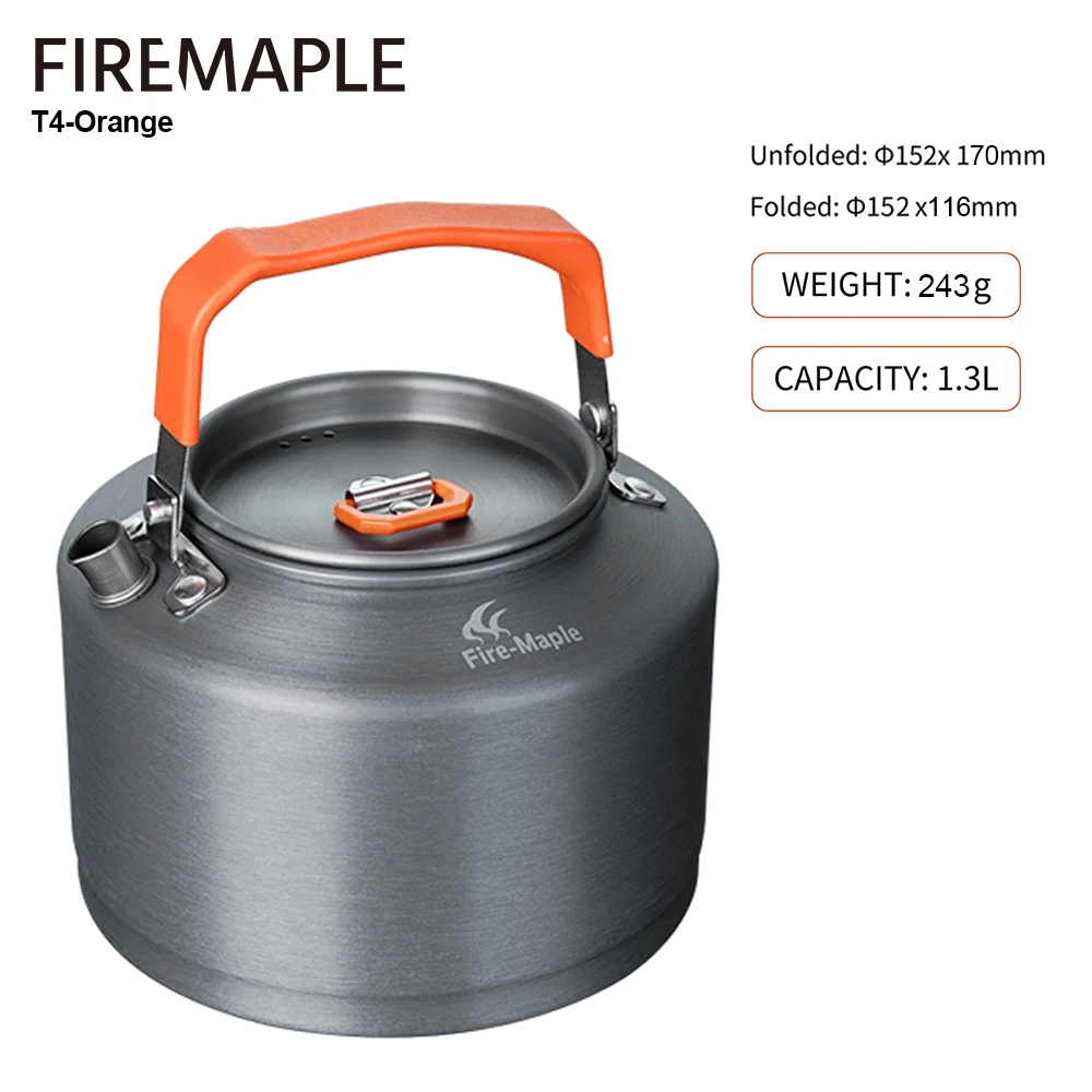 Fire-Maple Feast T3 Camping Kettle | 0.8 Liter Lightweight | Portable Teapot Aluminum for Hiking Camping