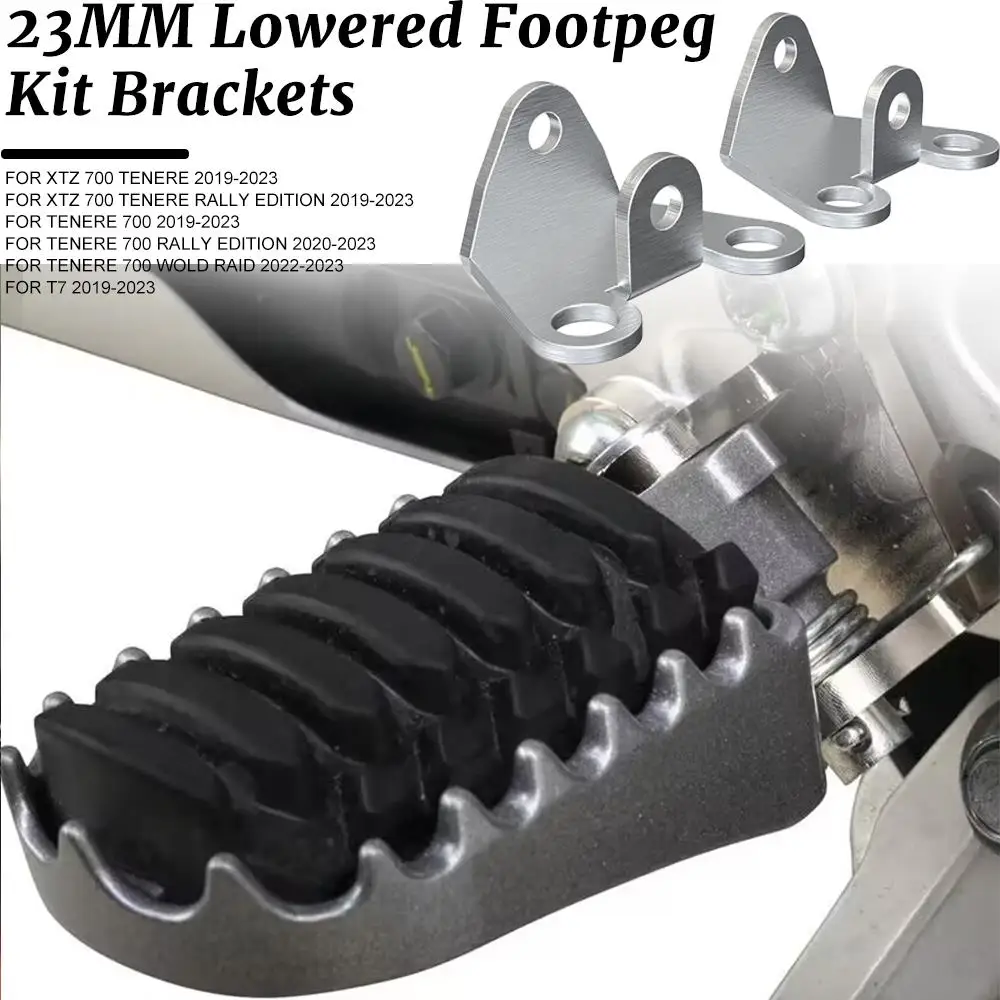 Accessori Moto 23Mm Kit Pedane Ribassate Staffe Per Yamaha Tenere 700 T7 2019 2020 2021 2022 2023 Pedane 23Mm Kit Ribassato