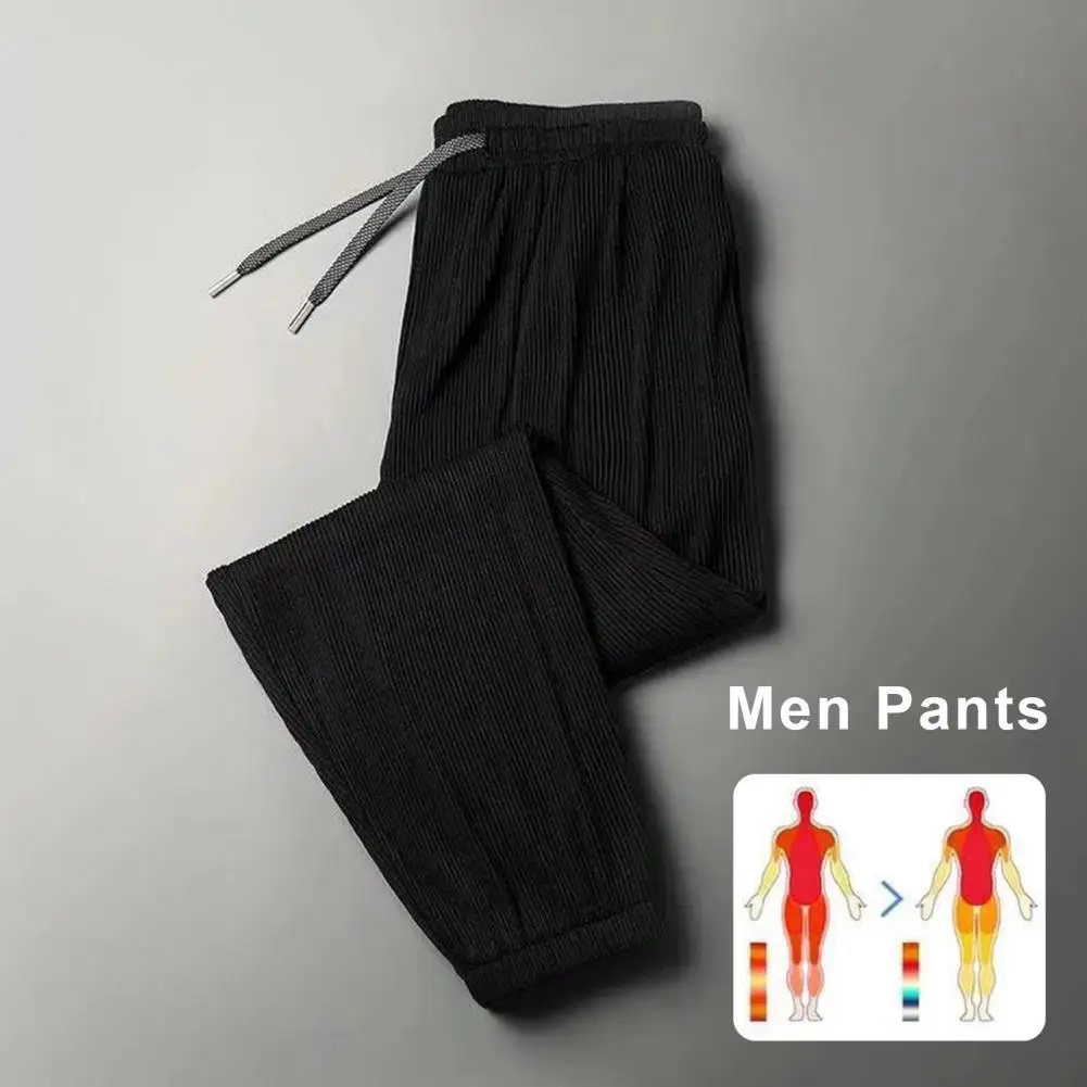 

Men Sweatpants Slim Fit Quick Dry Men's Gym Training Jogging Sweatpants With Elastic Waist Side Pockets Solid Color Long