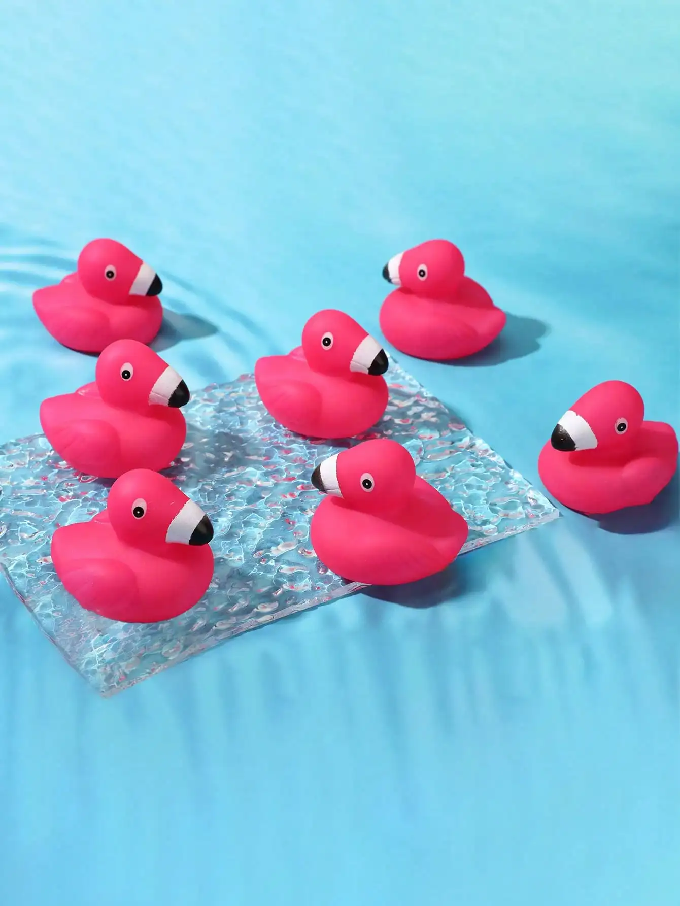 10pcs Flamingo Rubber Ducks Mini Rubber Ducks Pink Flamingos Bath Toy Floating Squeak Toy Shower Party Gifts Cake Decorations children toys,festival decorations