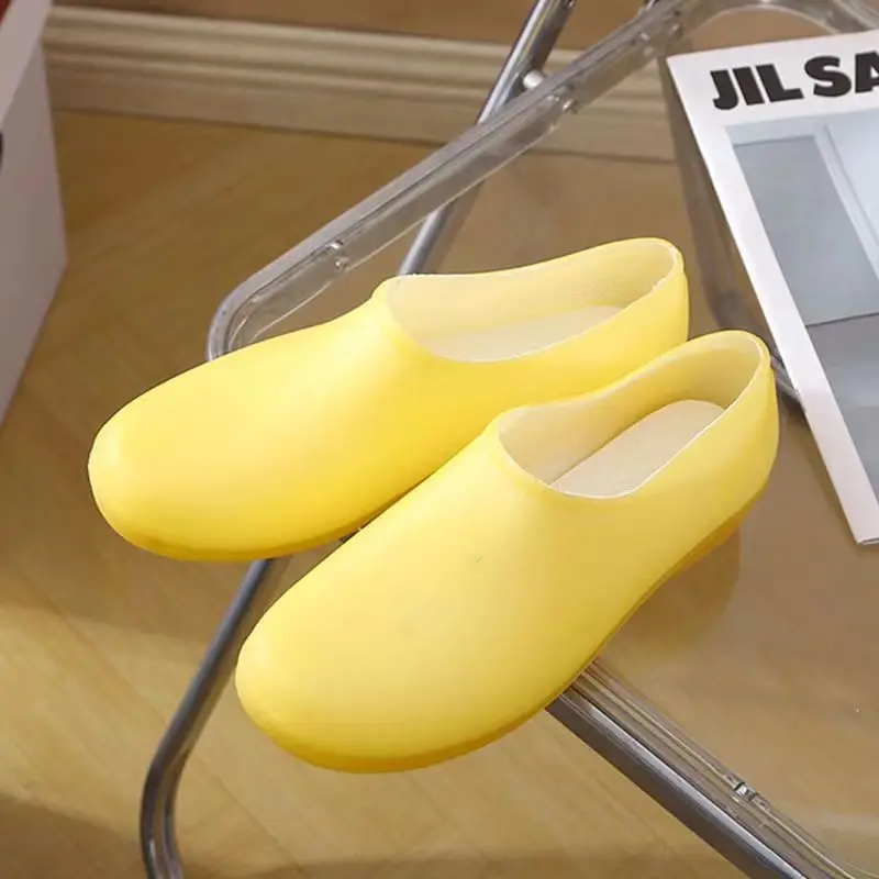 Spring Autumn 2023 New Women's Rain Shoes Soft Sole Non Slip Low Top Slip-On Jelly Color Water Shoes Free Shipping Work Shoes