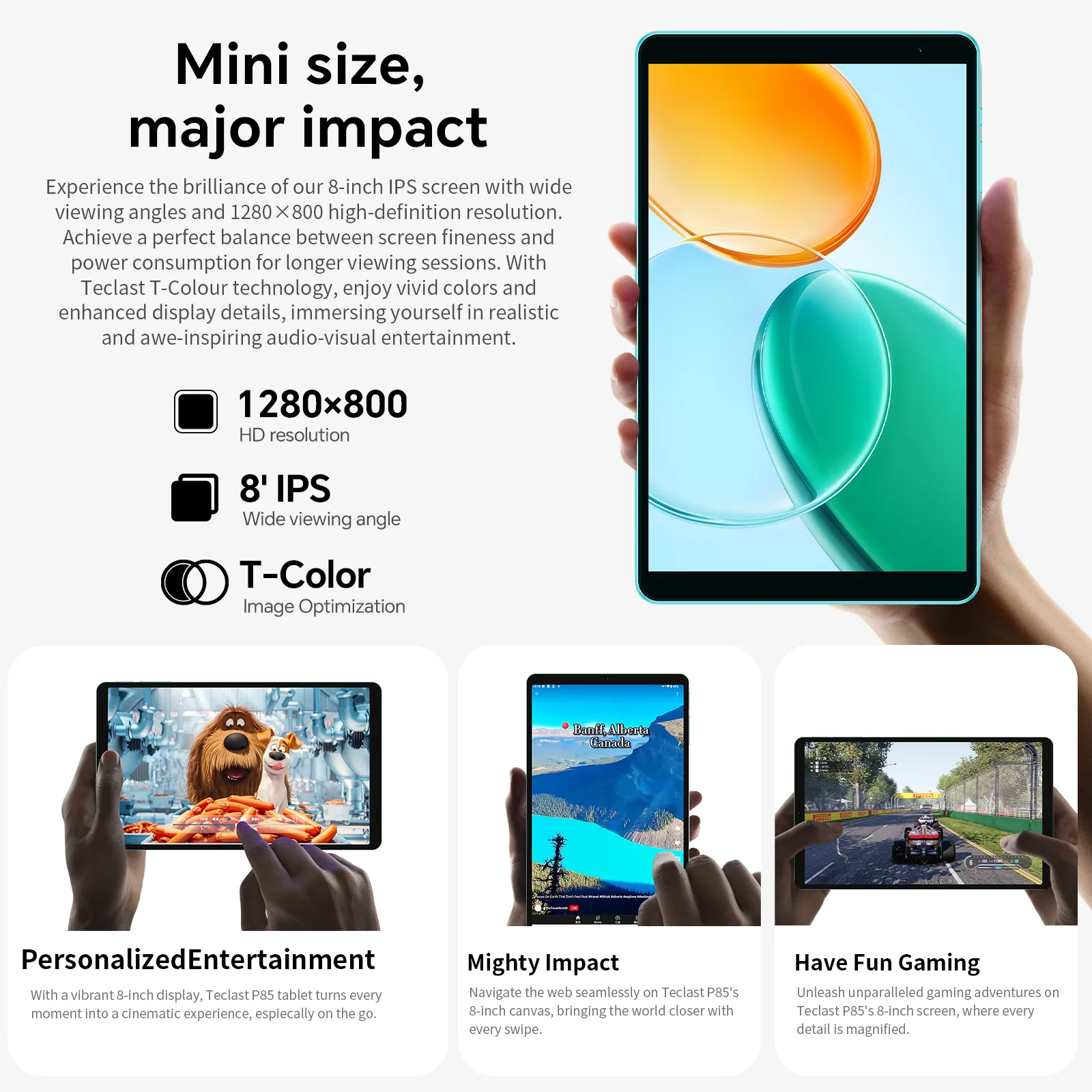 Teclast P85 Android 15 タブレット 8インチ IPS 3+6GB RAM 64GB ROM