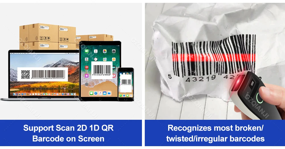 sem fio, usb, bluetooth, mini leitor qr