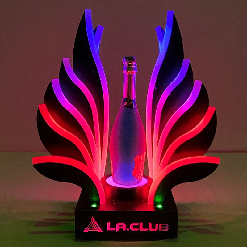 Rechargeable Champagne Bottle Presenter LED Wine Rack Holder Cocktail Whisky Tray Base Display For NightClub KTV Bar Party