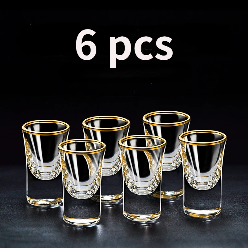 Wine Cup 6pcs Gold Foil Color Spirits Cups Household Creative Small Gilt Edged Cup Wine Dispenser Baijiu