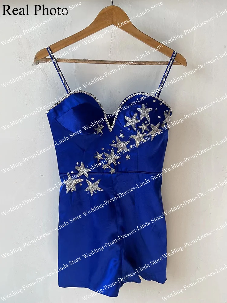 Cocktail Dress Short Sparkly Stars Cocktail Homecoming Dresses for Women Jumpsuit Spaghetti Strap Beads Sequins Prom cocktail dress