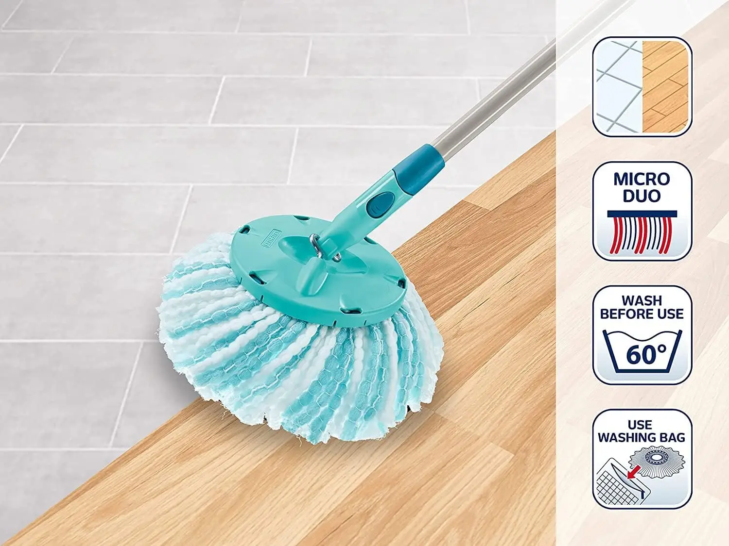 Description Picture 2 of item1PC Microfiber Replacement Head Hands-free Rotating Mop Cloth For Leifheit Heads Clean Disc Mop Micro Cleaner Replaceable Mop