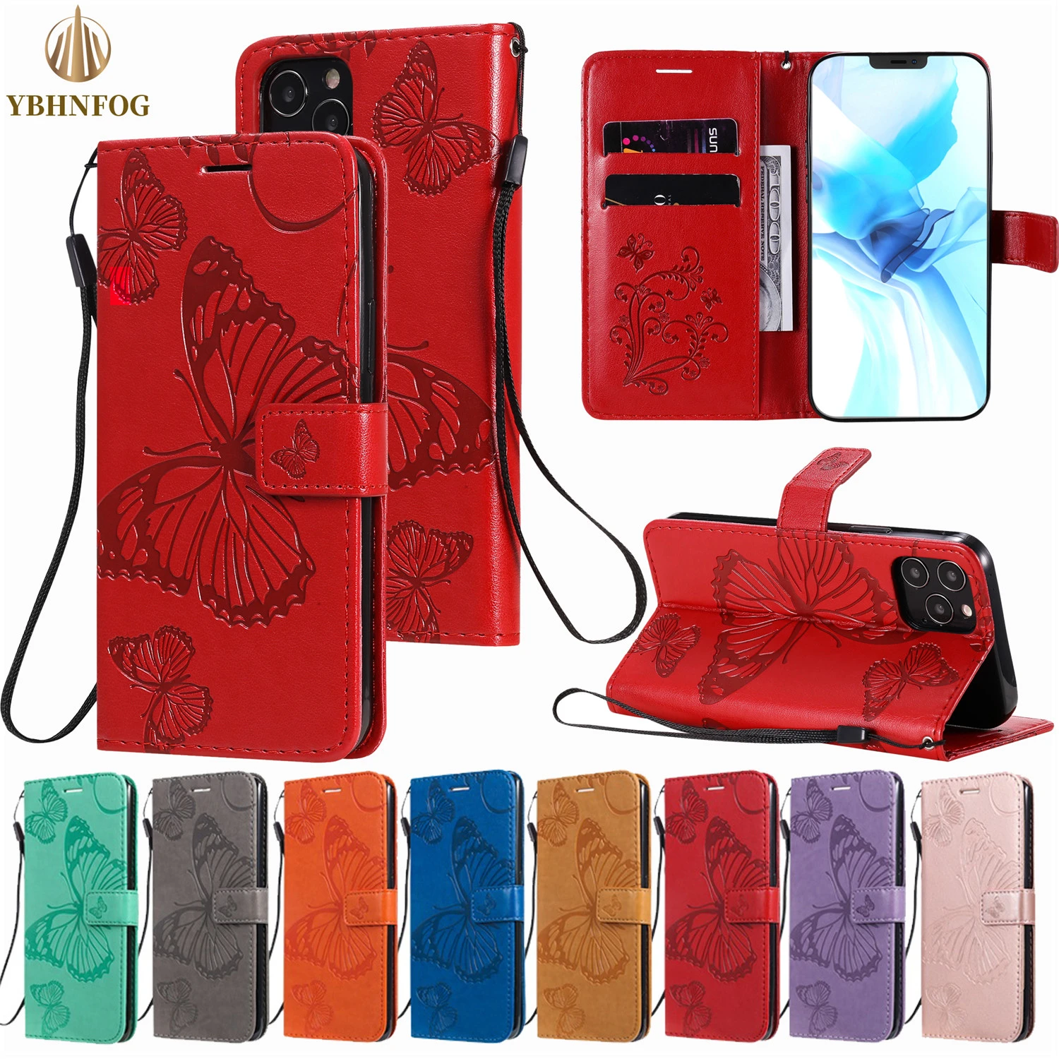 iphone 13 pro max case leather 3D Butterfly Wallet Leather Case For iPhone 13 11 Pro Max 12 Mini XR X XS 7 8 Plus 6 6S Plus 5S SE 2020 Holder Flip Satnd Cover best iphone 13 pro max case