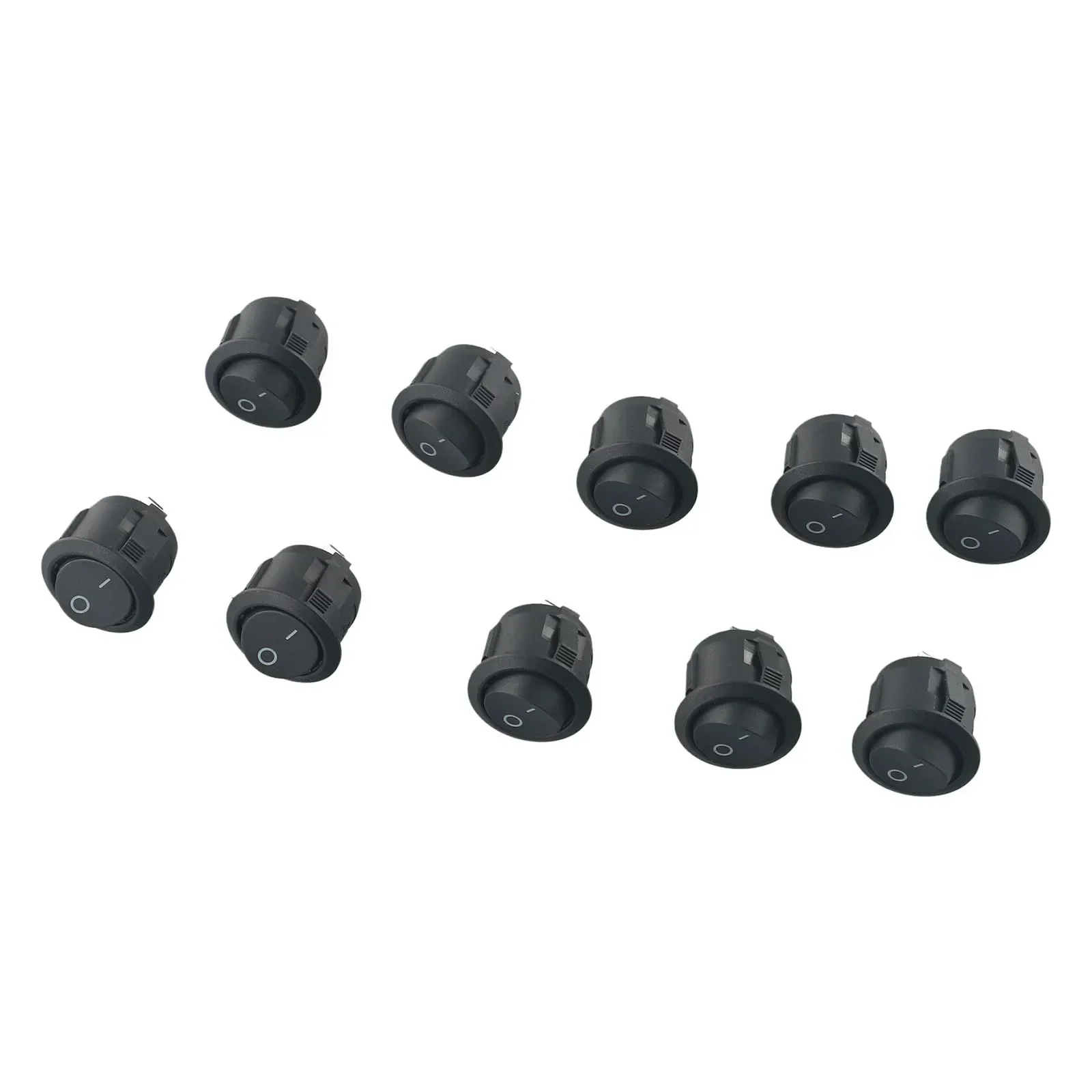 10Pcs 16mm Diameter Small Round Black 2 Pin 6A/125V ON-OFF-ON Rocker Switch Snap-in Rocker Toggle Switch Tool Black