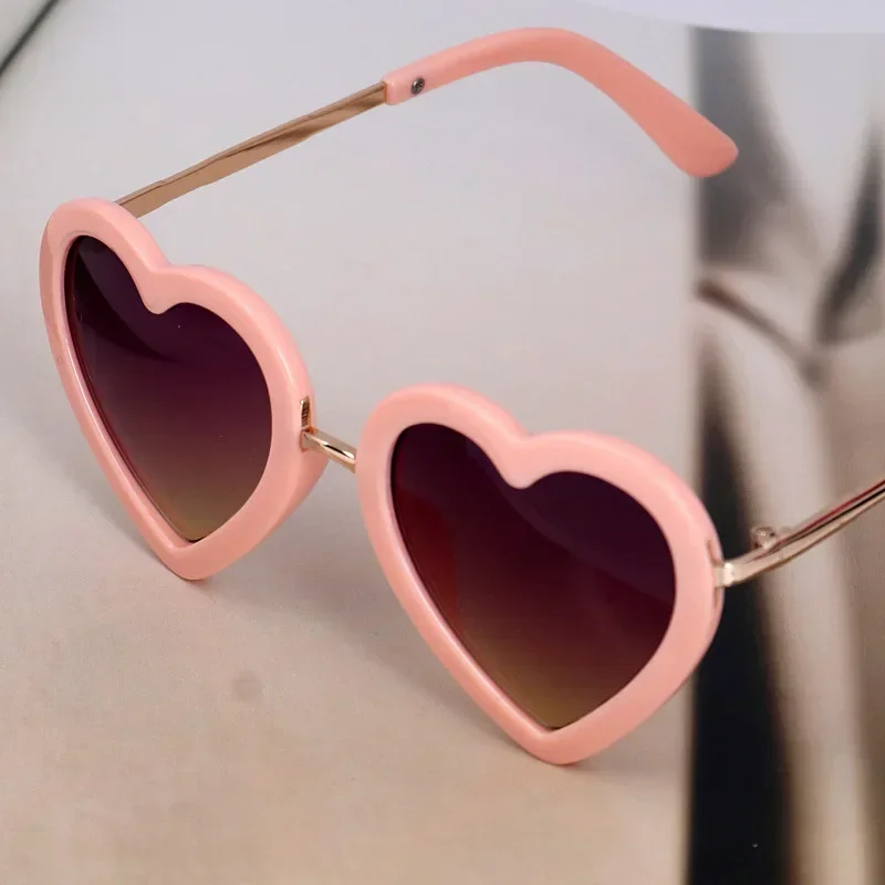 Kids sunglasses children's peach heart sunglasses cartoon heart outdoor round polarized