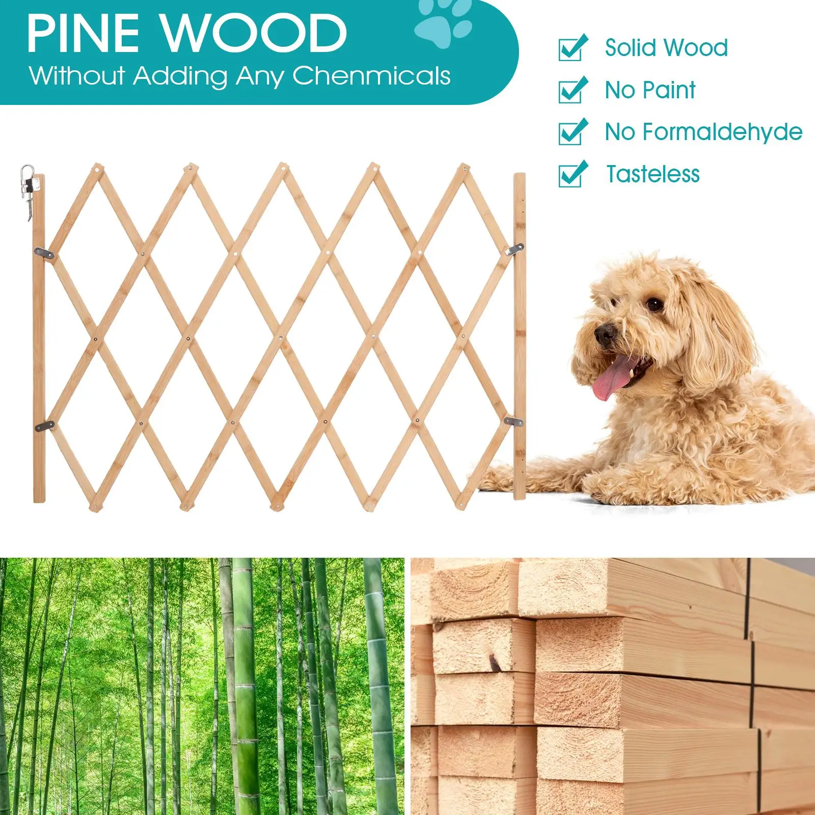 Expansion Walk Gate Divider Puppy Folding Fence Expandable Accordion Dog Gate for House Doorway Stairways Outdoor