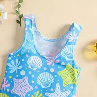 Girl Long Summer Toddler Girls Ruffles Cartoon Prints 1 Piece Swimwear Beach Swimsuit Bikini Girls 3 Piece Bikini Set 3