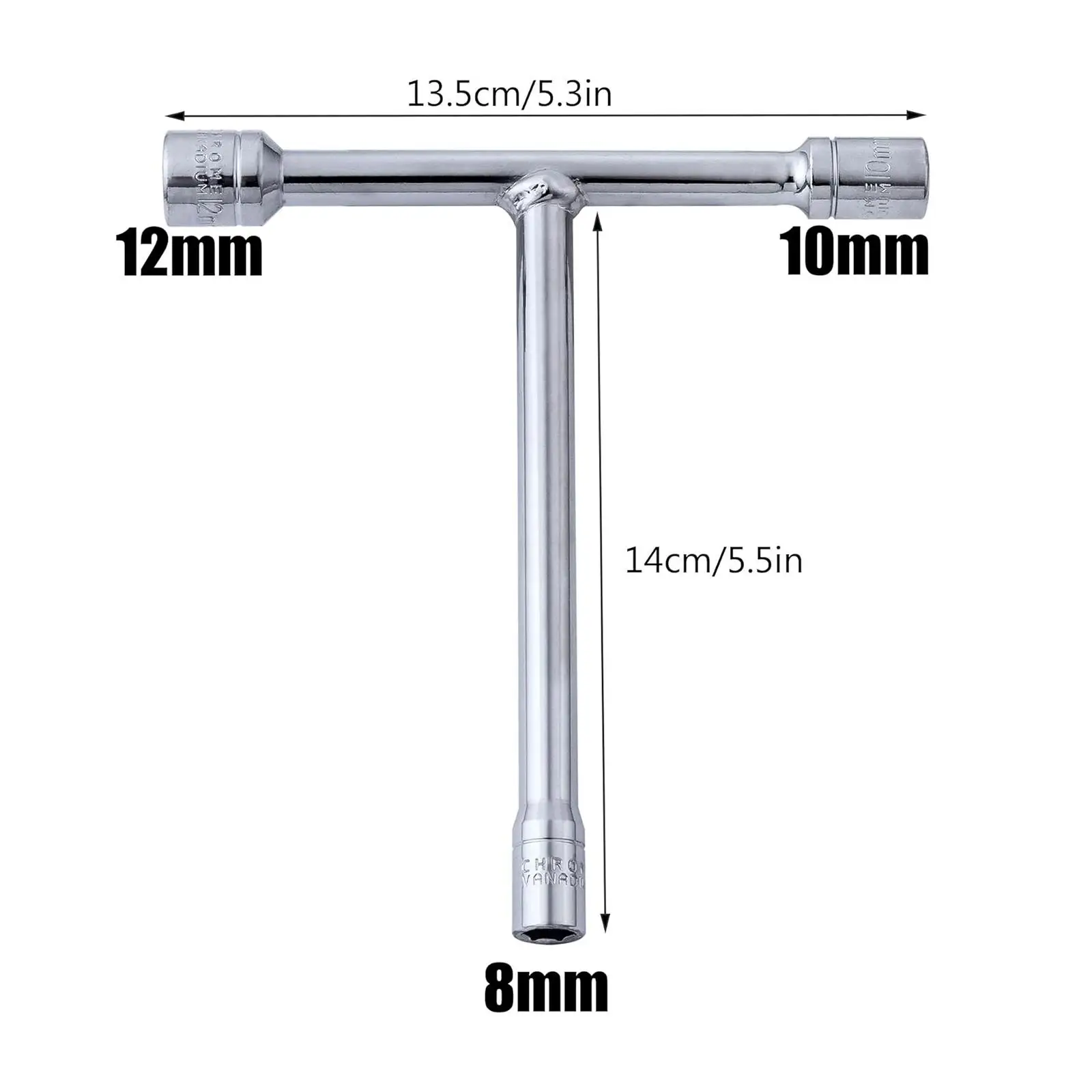 3-Piece T-Handle Socket Wrench Set - 8mm, 10mm, 12mm Metric, Chrome Vanadium Steel For Motorcycle & Bike Repair - View #4