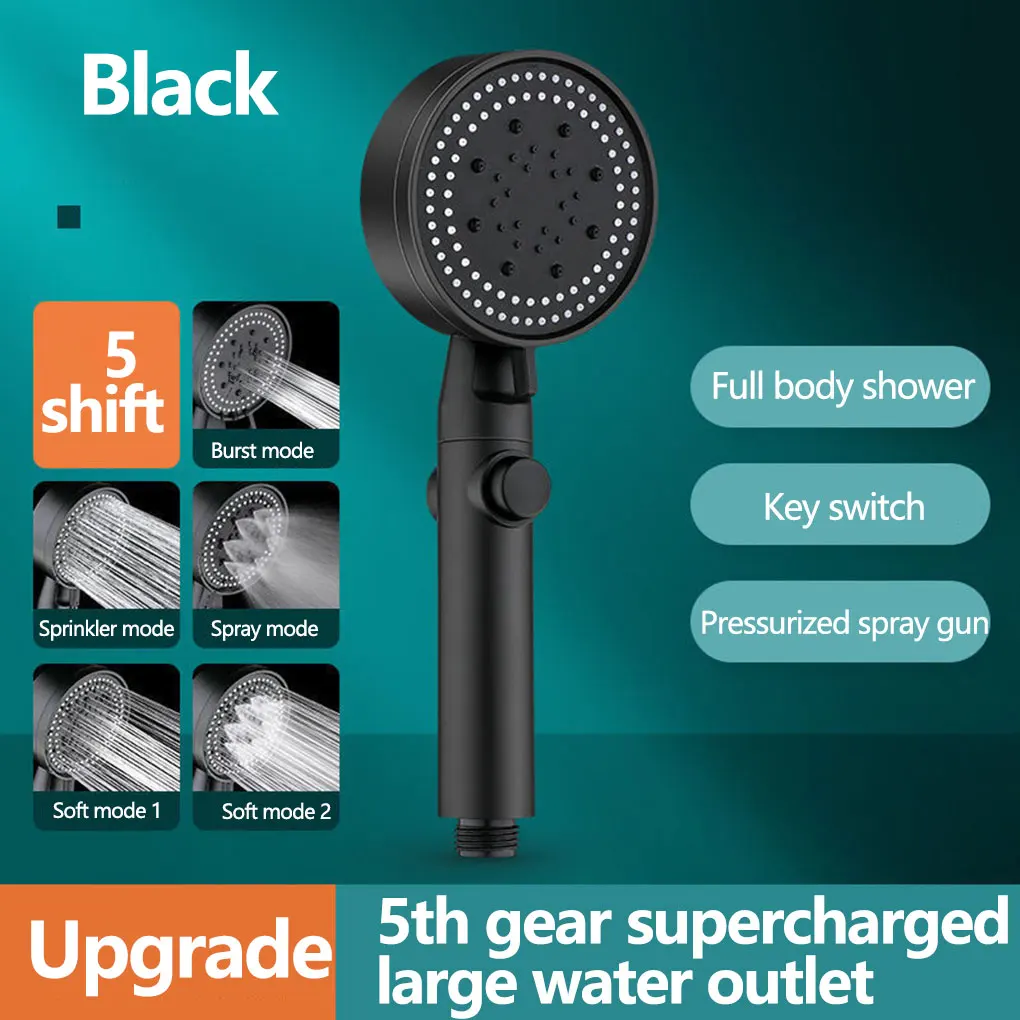 

5-Mode High Pressure Handheld Shower Head Detachable shower head One-key Stop Water Shower Bathroom Accessories