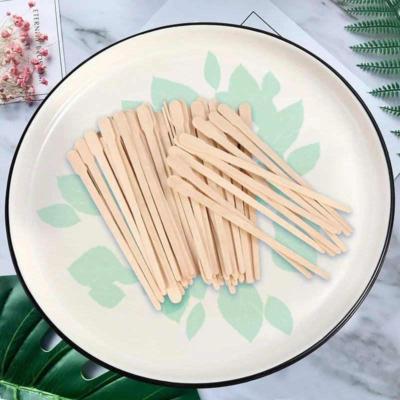 100Pcs  Body Hair Removal Sticks Eyebrow Wax Sticks Wooden Waxing Spatulas Mini Eyebrow Waxing Spatulas Small Wooden Wiping Bar