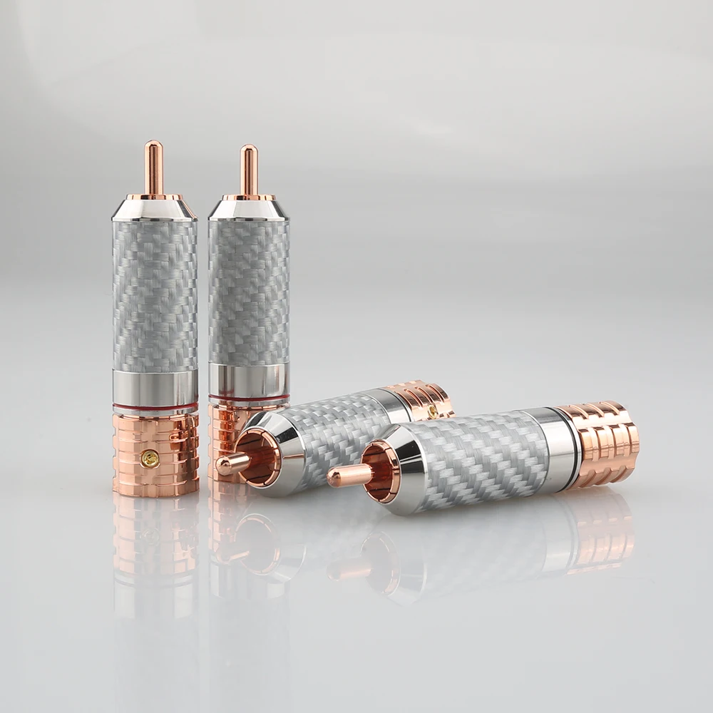 4PCS Viborg VR108 순수 구리 탄소 섬유 RCA Unsolder 버전 순수 구리 RCA 나사 잠금