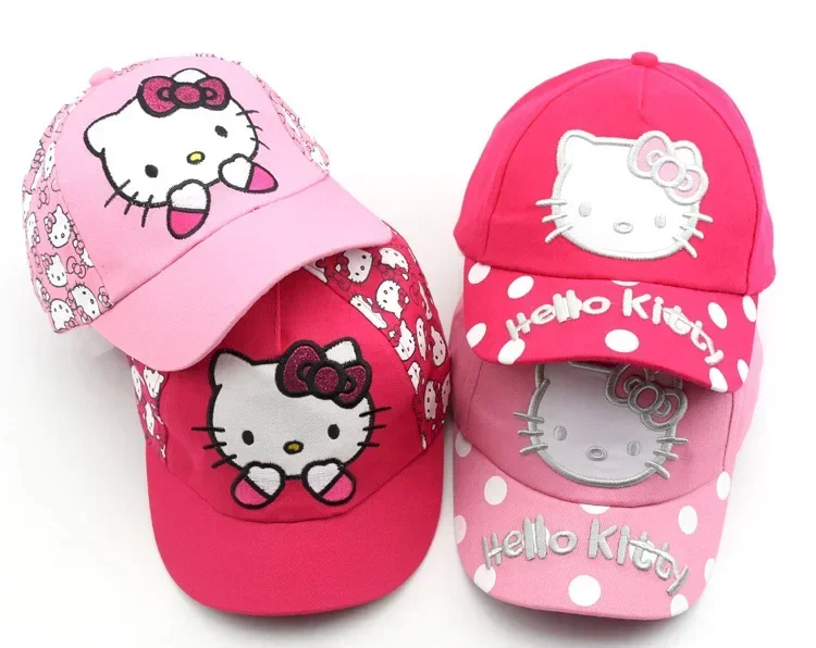 

Cartoon Sanrio Kids Baseball Cap Kawaii Pink Rose Red Anime HelloKittys Spring Sunblock Hat Girl Cosplay Fashion Birthday Gift