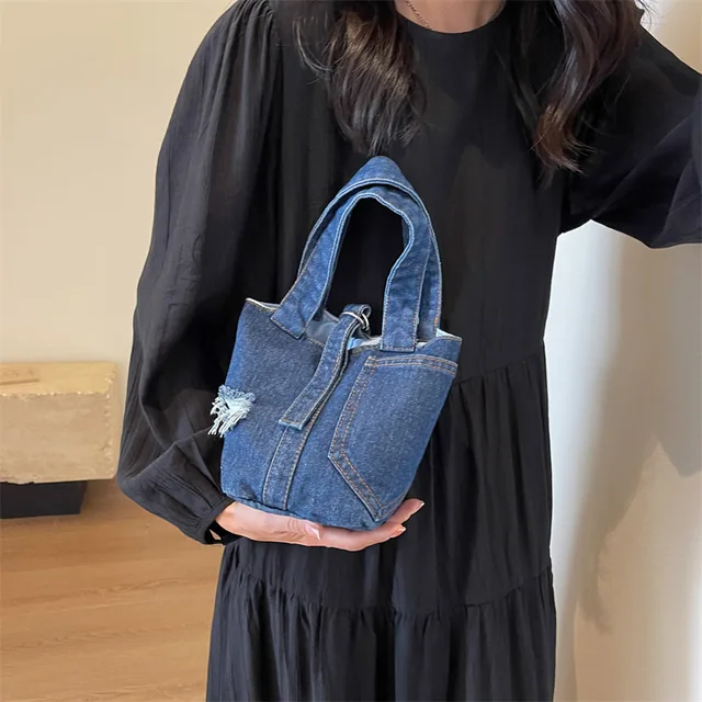 Buy Denim Boho Bucketbag  Bohemian Denim Bucket Bag — Tufu Design