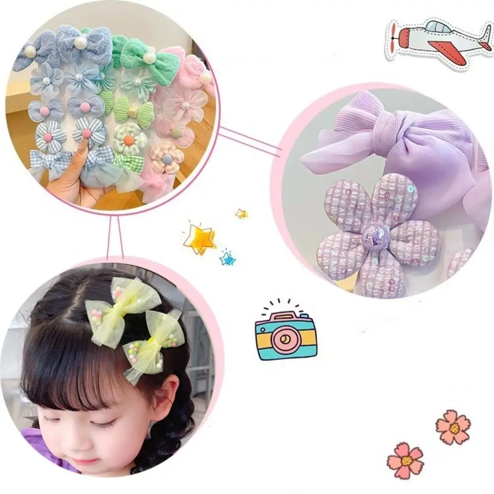 Cute Cloth Hair Clips Bow Flower Multicolor Barrettes