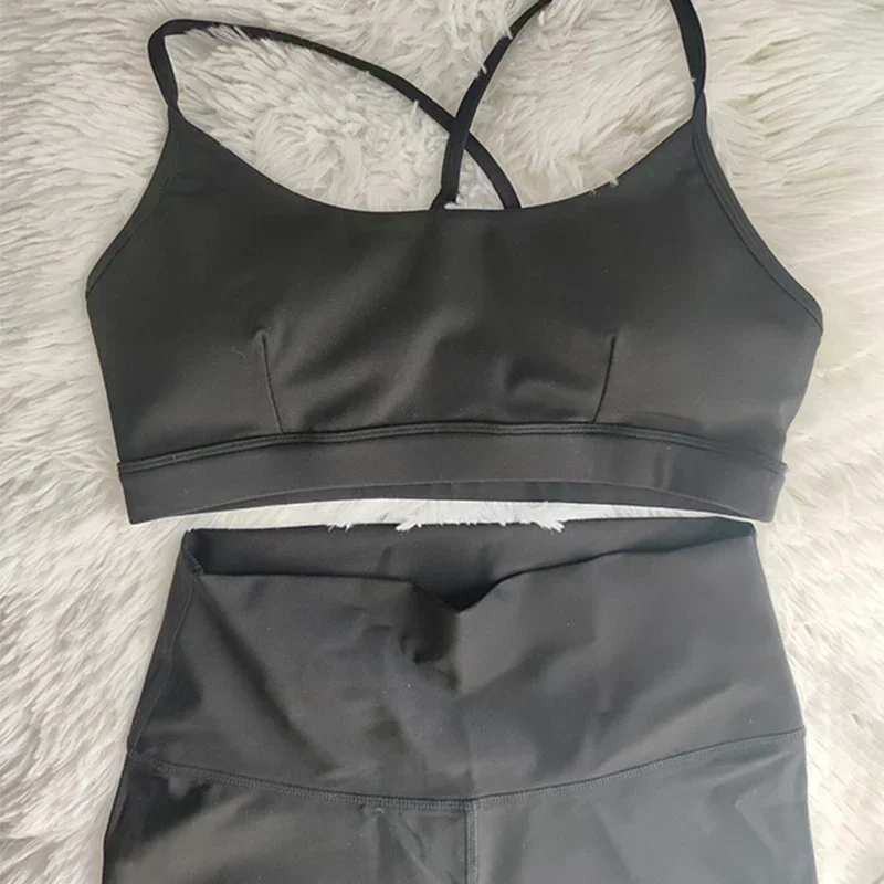 Light Sense Yoga Set Airlift Glossy Transparent High Waist Peach Buttock Nude Sense Running Sports Fitness Pants and Bra