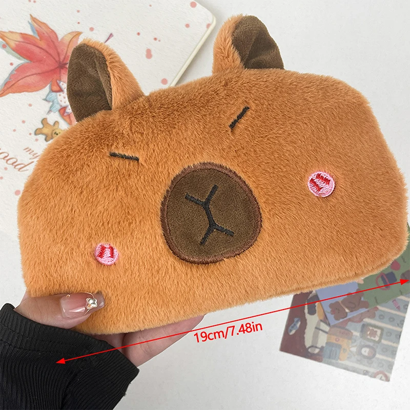 Pencil Case Cartoon Capibara Plush Large Capacity Pen Pouch Stationery Storage