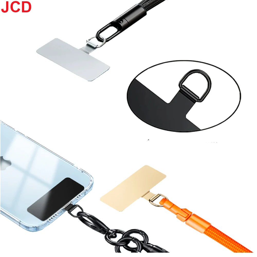 JCD 1/4개 유니버설 메탈 폰 랜야드 가스켓 패치 내구성 초박형 모바일 폰 슬링 로프 카드 클립 스트랩 행 코드 탭