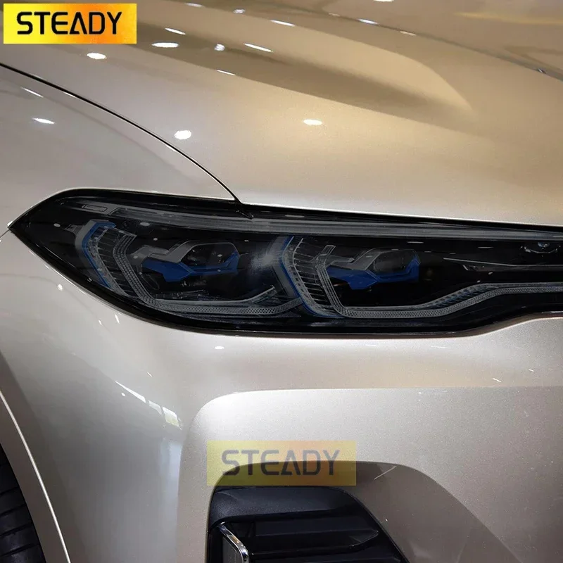 

2 Pcs Car Headlight Protective Film Headlamp Restoration Transparent Black TPU Sticker For BMW X7 G07 2019 2020 - Accessories