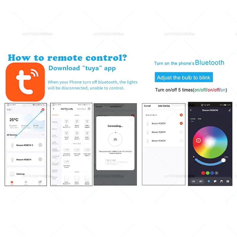 Smart LED Light Bulbs Tuya Bluetooth 9W 220V 85-265V Dimmable RGB APP Control For Bedroom Party