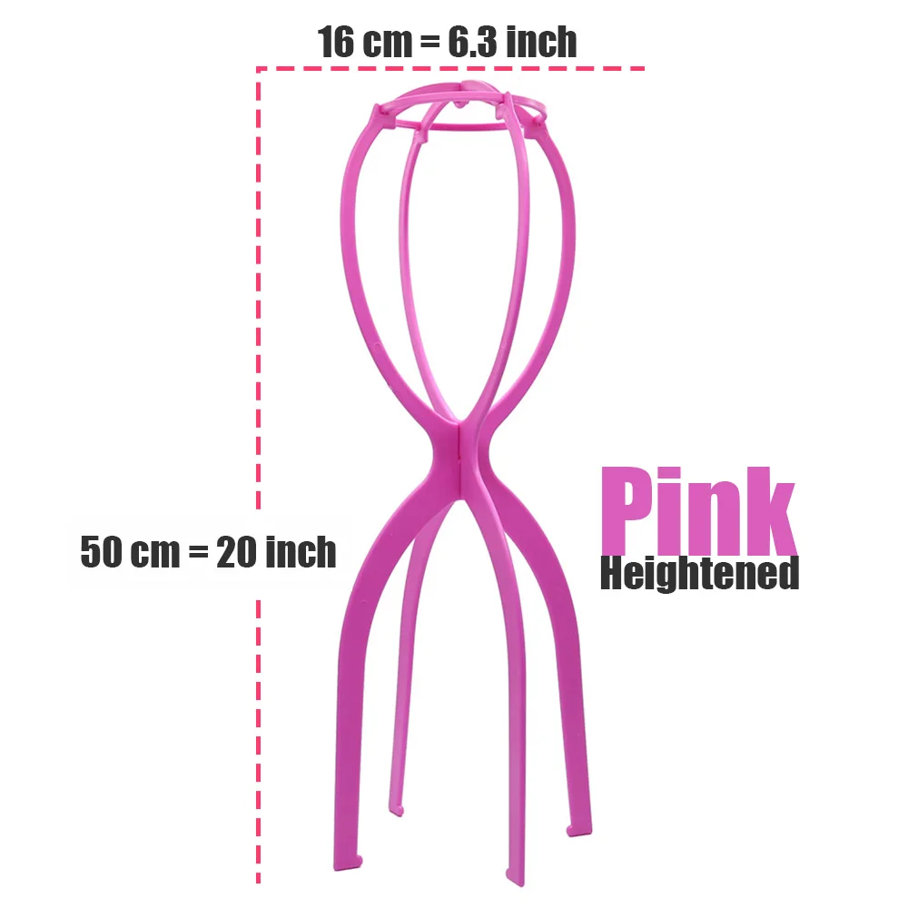 Foldable Plastic Wig Stand and Hat Display Mannequin Head Holder, 35x16cm