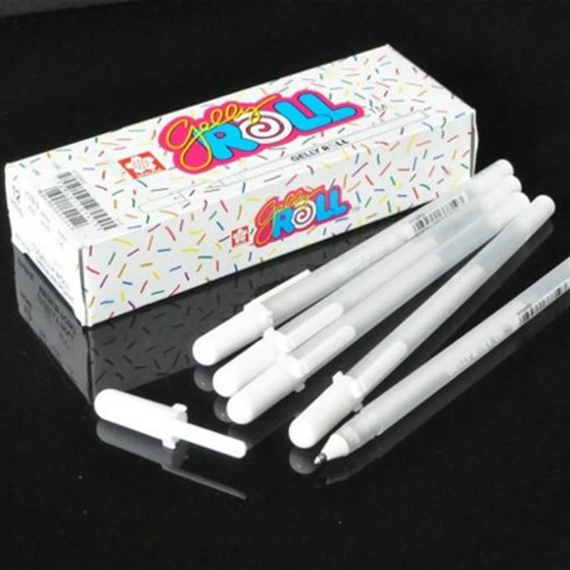 Haile 2/4pcs/Set 0.6mm Large Capacity Fine Tip White Ink Gel Pen Highlight Marker  Pen Sketching Drawing Comic Art Stationery