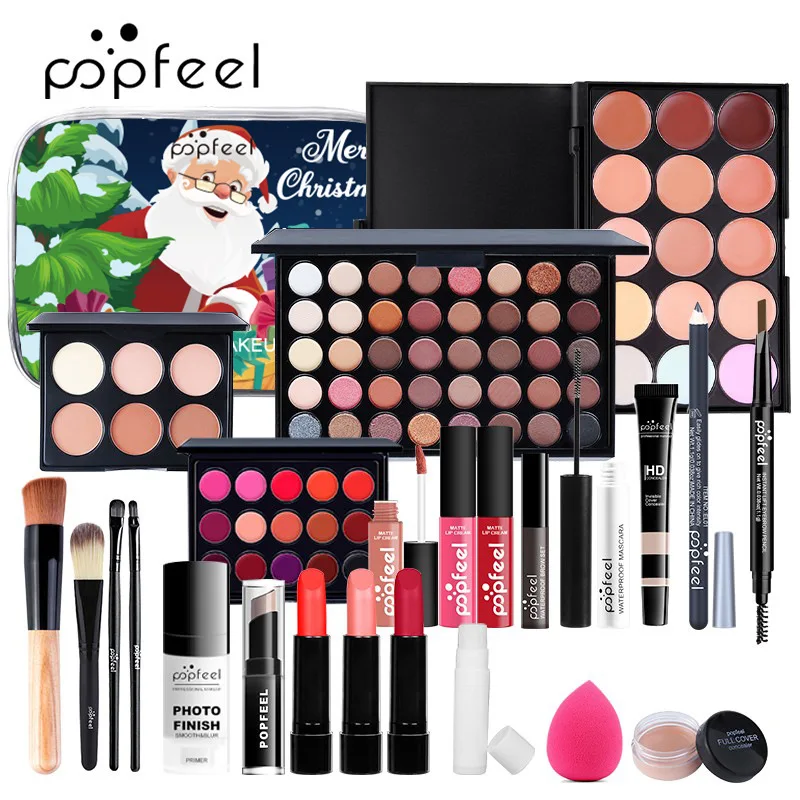 POPFEEL Christmas Mystery Cosmetics Set Stage Girls Holiday Show Makeups Eyeshadow Lipstick Eyeliner Concealer Mascara Wholesale 4
