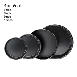 Premium Carbon Steel Pizza Baking Tray - Non - Stick Shallow Roasting Pan for Delicious Homemade Pizzas (4PCS)