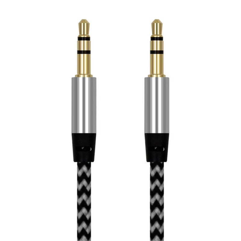 1.5m Nylon Jack Aux Cable 3.5 mm to 3.5mm Audio Cable Male to Male Kabel Gold Plug Car Aux Cord for iphone Samsung Xiaomi Huawei