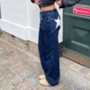 Combhasaki Women's Y2K Vintage Jeans Aesthetic Star Pattern Print Loose Straight Leg Denim Long Pants Casual Low Waist Trousers 5