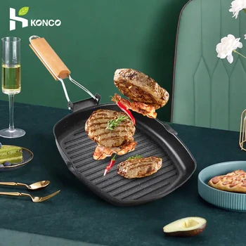 مقلاة قلي بحجر مايفان غير لاصقة بمقبض قابل للطي