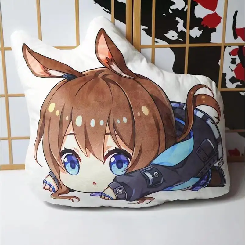 45cm Arknights 플러시 장난감 게임 Texas Exusiai Lappland 실버 애쉬 Ifrit Chen Pramanix 그림 인형 베개 양면 케이스