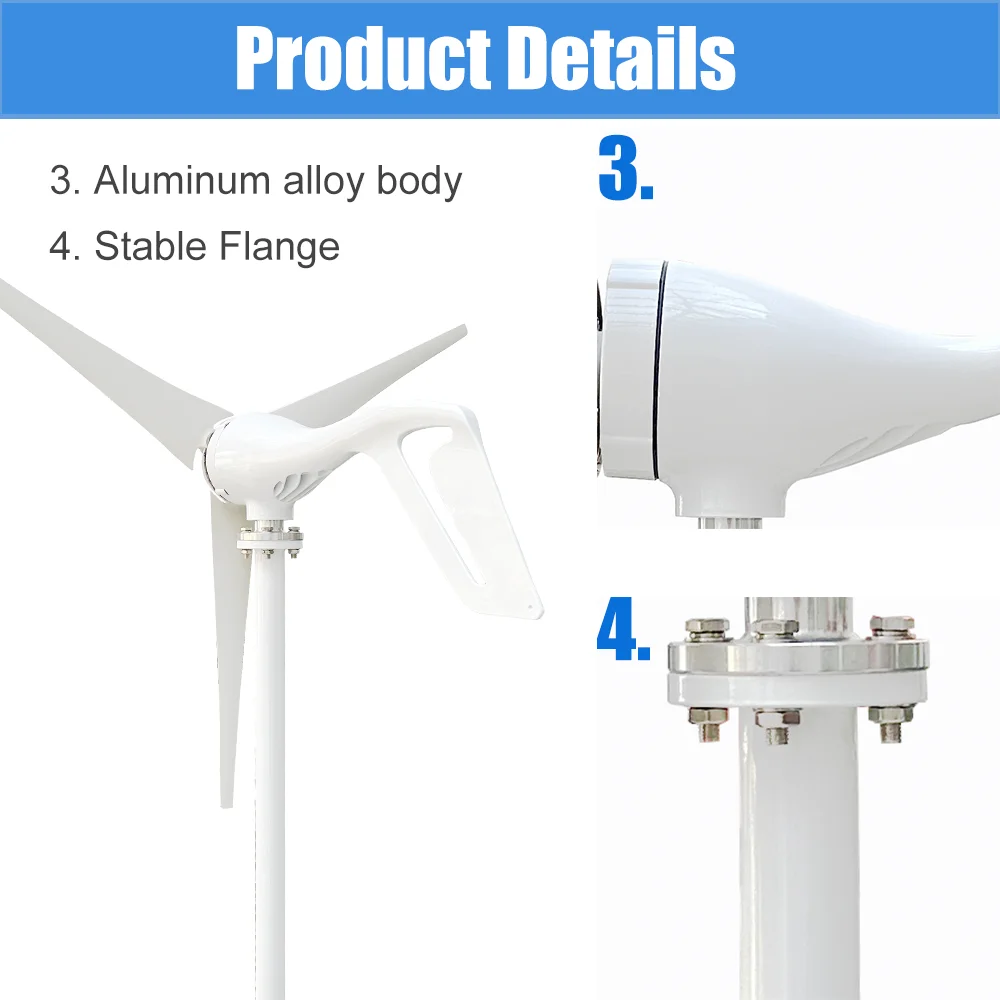 1000w Horizontal Wind Turbine High Efficiency Windmill 12v 24v Wind Energy Generators Electric Generator Home Appliance Camping solar wind generator