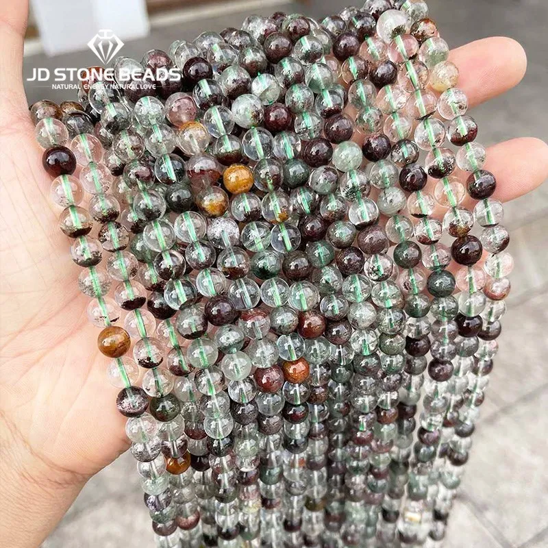 Natural Stone Beads Green Ghost Quartz Lucky Crystal Loose Beads For Jewelry Making Diy Bracelet Necklace Accessory 15" Strand 2