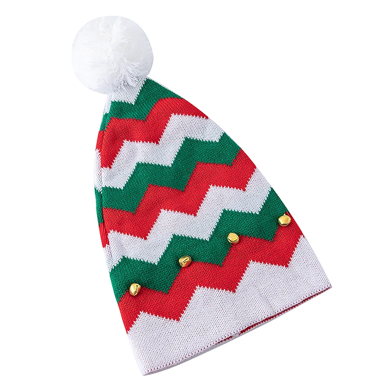 Hot Sale Unisex Christmas Winter Hat Beanie Cap Pompoms Knit Hat Christmas Bells Hat For Women Men Christmas Gift