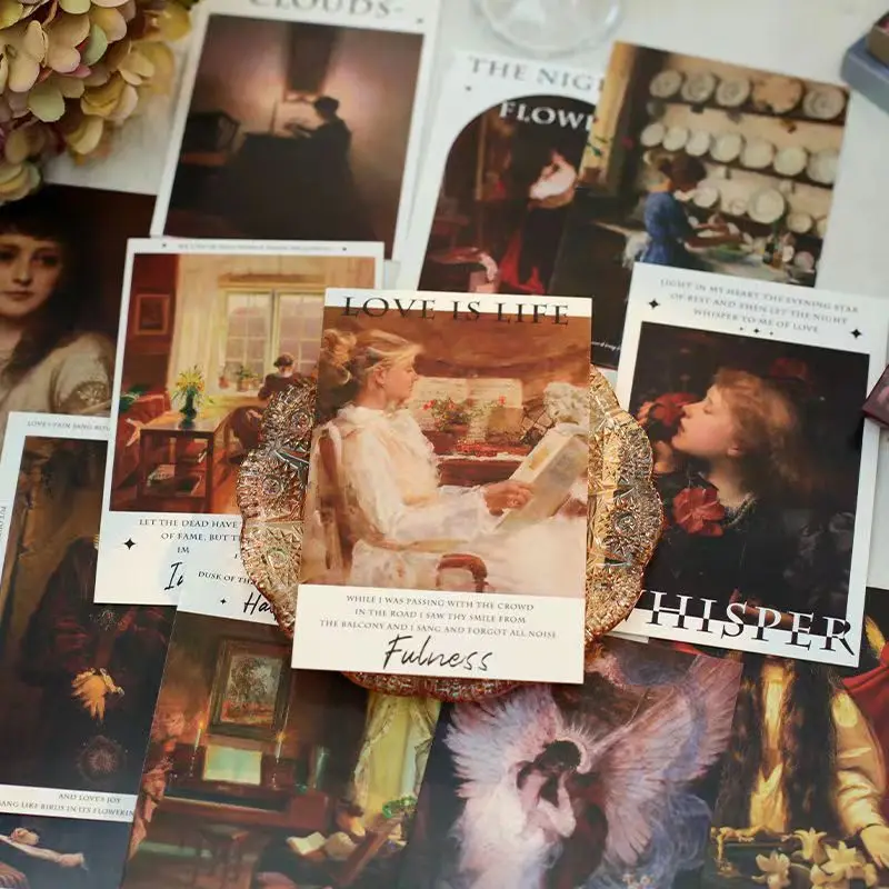 

30PCS Old Oil Painting Europe and America Postcard Retro Romantic Literary Confession Decoration Message Blessing Card Gift