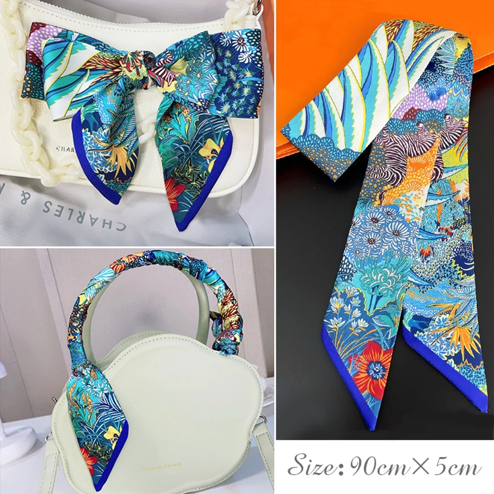 Summer New Horse Secret Garden Female Decoration Twill Long Ribbon Binding Bag Silk Ribbon Hair Belt Hot Selling Small Scarf