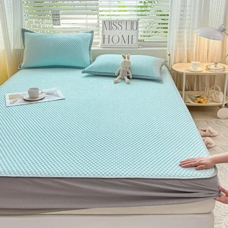 Summer Latex Summer Mat Kit Cooling Feel Bed Pad and Pillowcase Cold Sleeping Bed Mat for Breathable Folding Cool