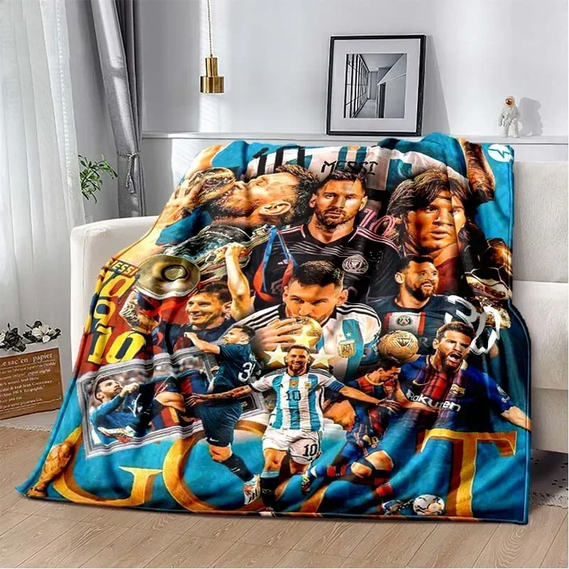 Football superstar L-Leo-Messi-i flannel adult and children's blanket sofa bed decoration blanket portable blanket gift 5