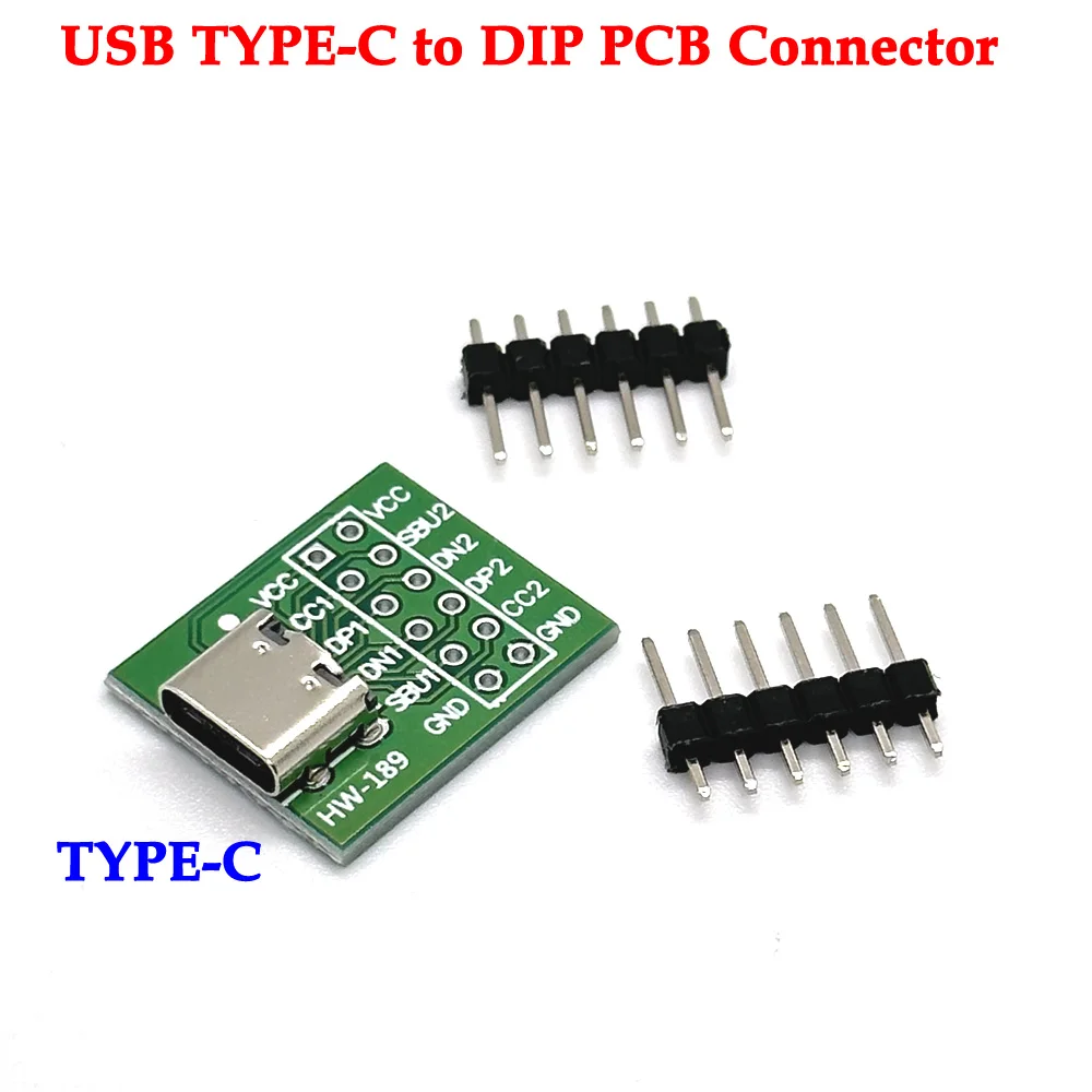 100PCS USB TYPE-C to DIP PCB Connector Pinboard Test Board Solder Female Dip Pin Header Adapter