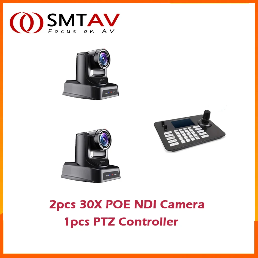 Smtavv Church Broadcasting 2Pcs Smtavv 30X Poe Ndi Ptz Camera E 1 Pz Ptz Camera Controller Supporto Onvif